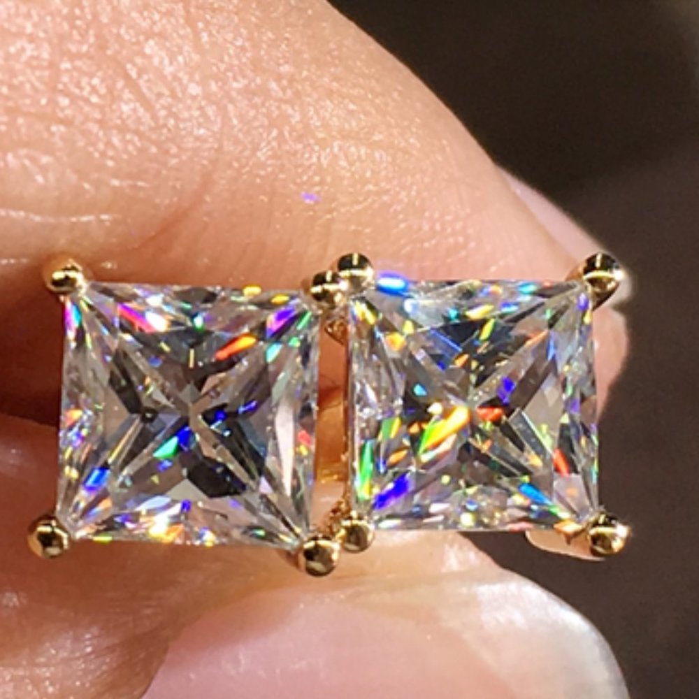 "7MM S925 Sterling Silver CZ Stud Earrings for Women/Girl, US19251035